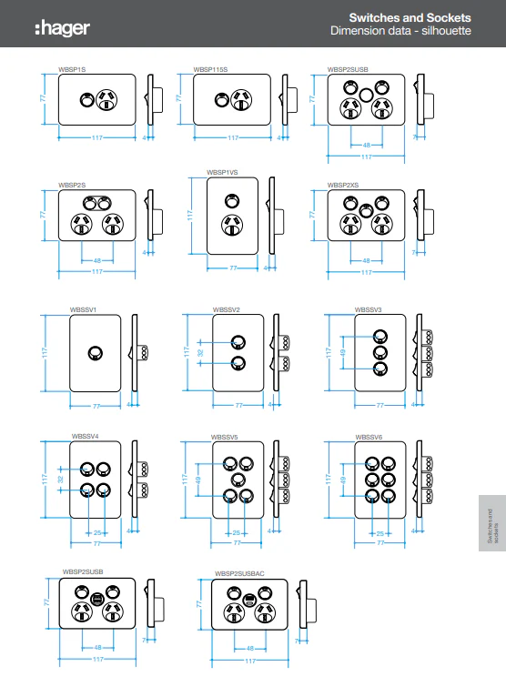 Hager Silhouette Double Powerpoint With Extra Switch 10a, Available in 3 Colours - Image 5